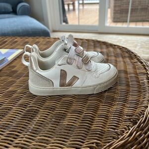Veja Kids Cream and Gold Sneakers